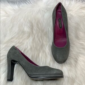 Sandro Vicari Gray Suede Platform Heels Sz 37.5/7